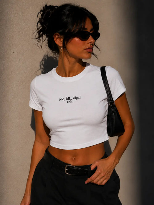 Idk, Idc, Idgaf Tbh Cropped Tee