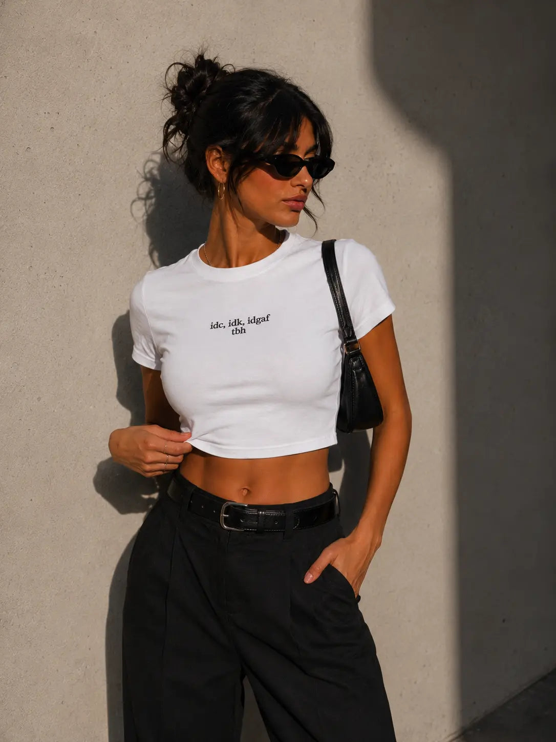 Idk, Idc, Idgaf Tbh Cropped Tee