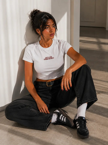 Just A Girl Trying Her Best Cropped Tee