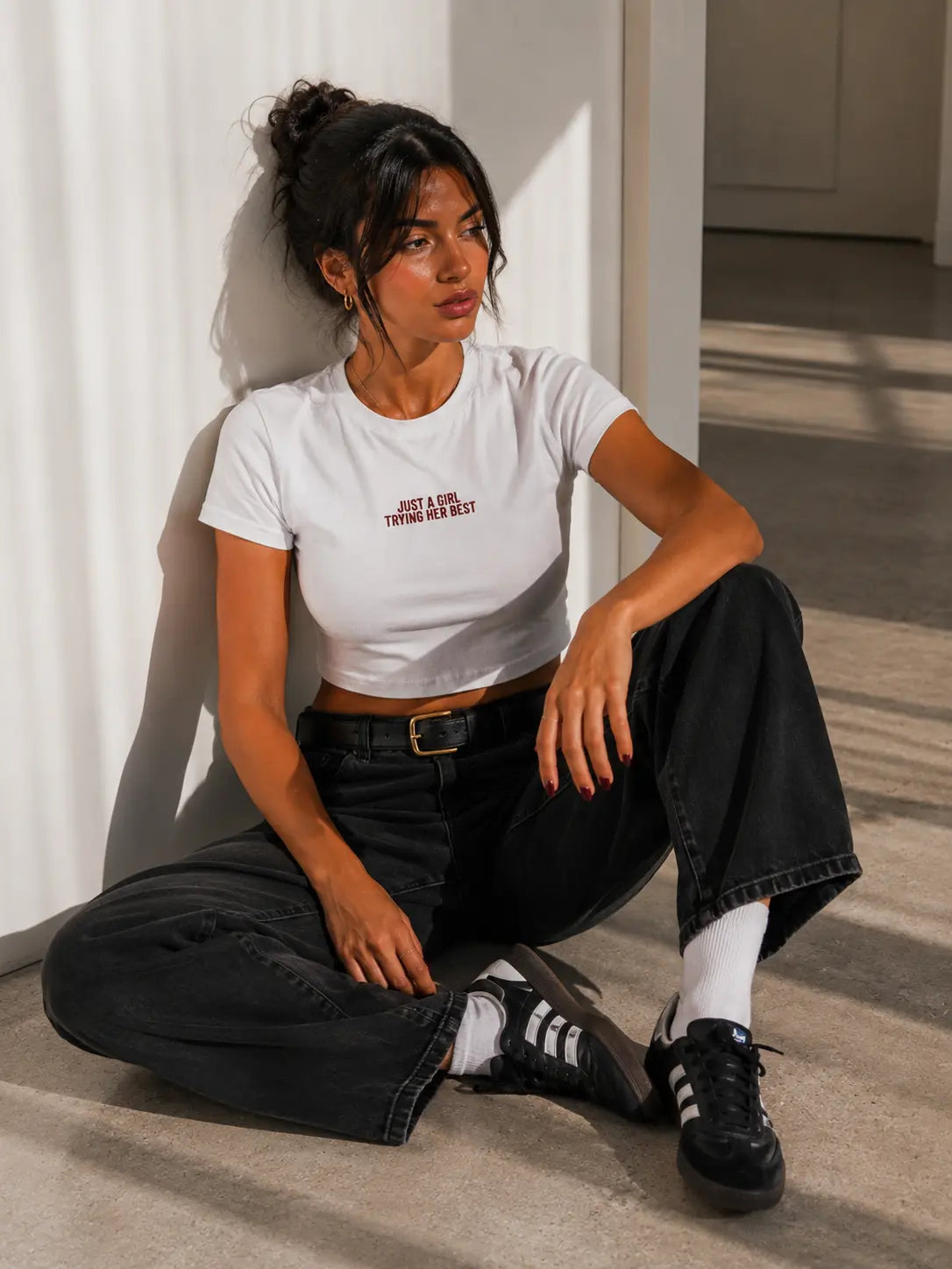 Just A Girl Trying Her Best Cropped Tee