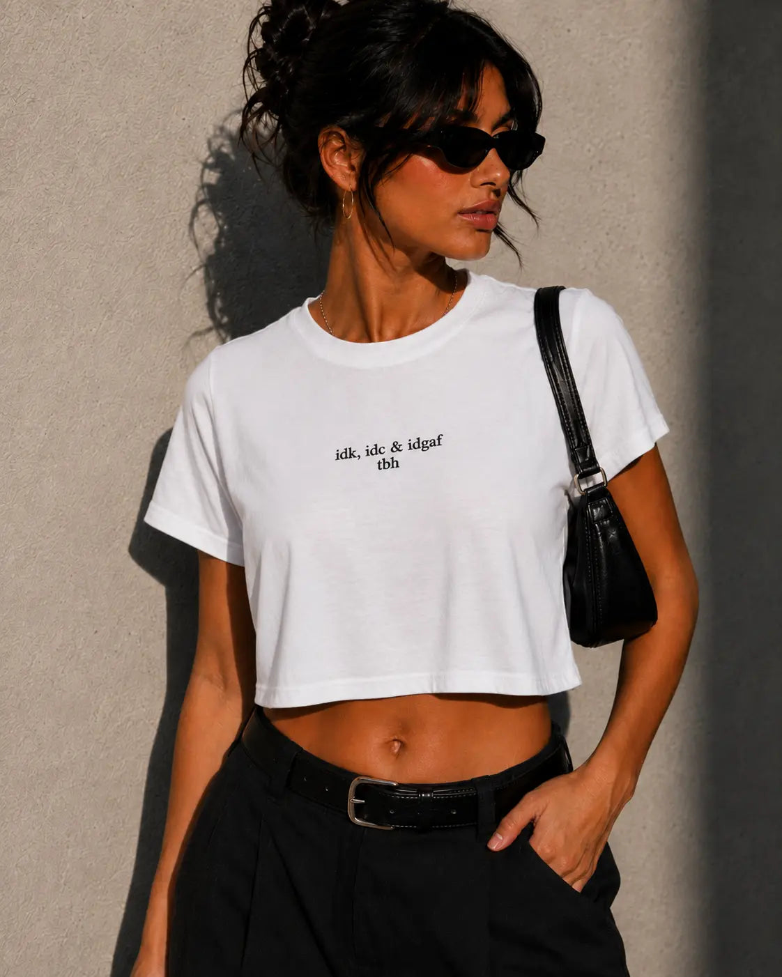 IDK, IDC & IDGAF TBH cropped graphic tee by Kindly Rude