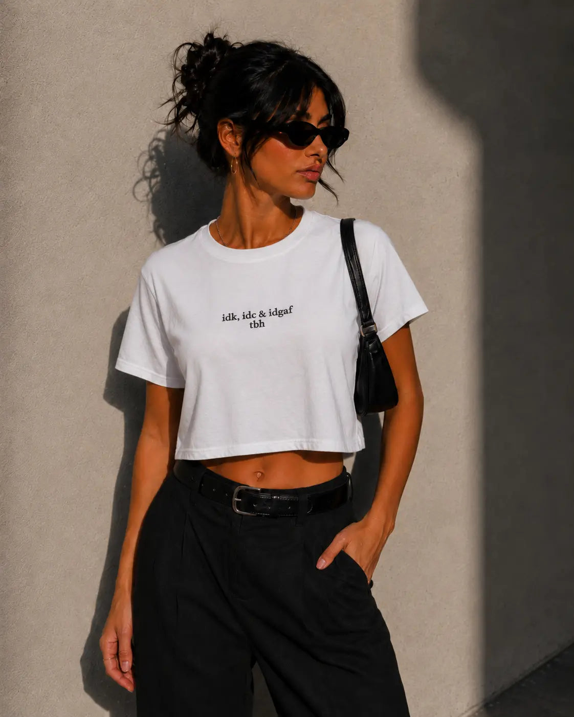 IDK, IDC & IDGAF TBH cropped graphic tee by Kindly Rude