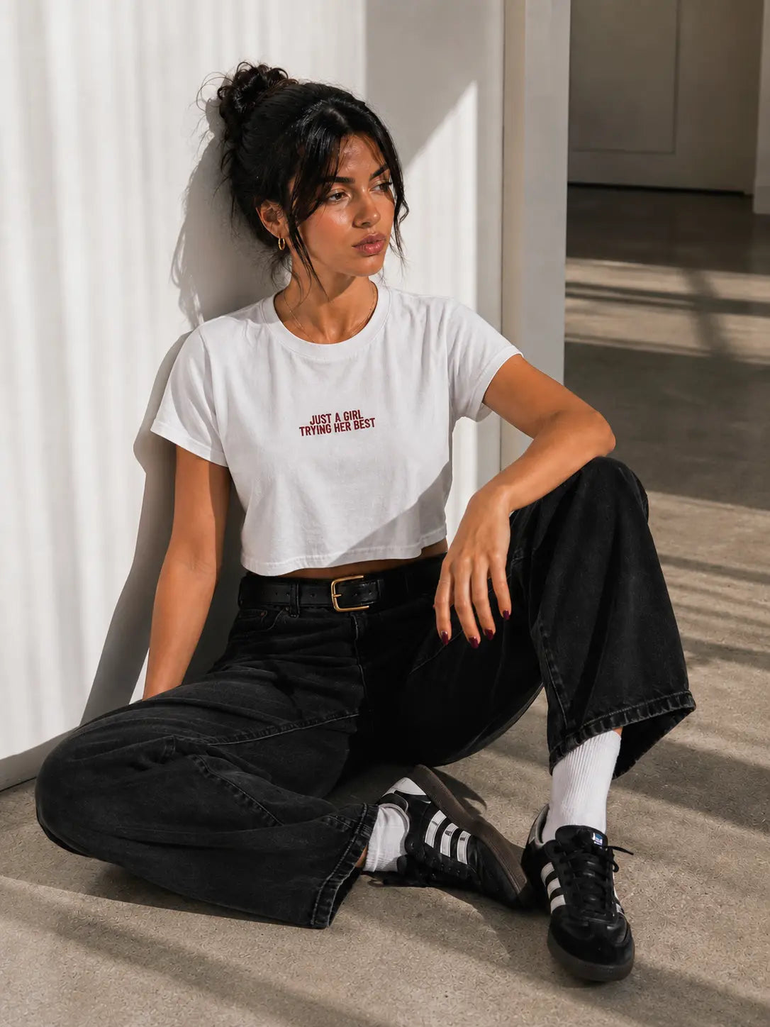 Just A Girl Trying Her Best cropped graphic tee by Kindly Rude
