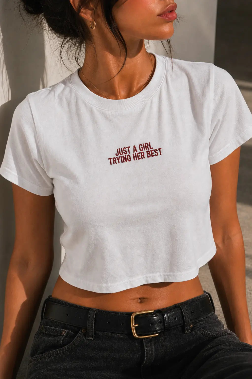 Just A Girl Trying Her Best cropped graphic tee by Kindly Rude