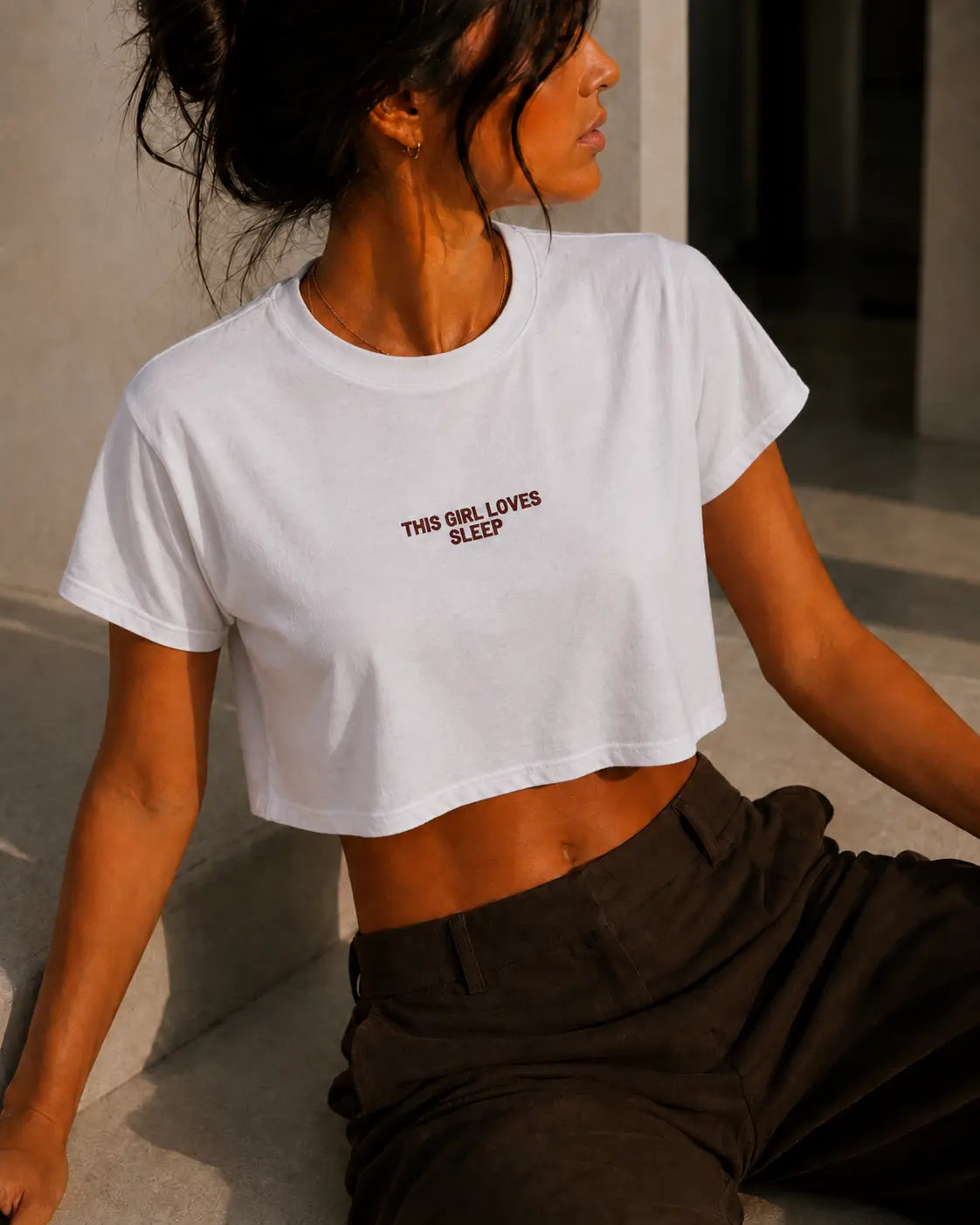 This Girl Loves Sleep cropped graphic tee by Kindly Rude