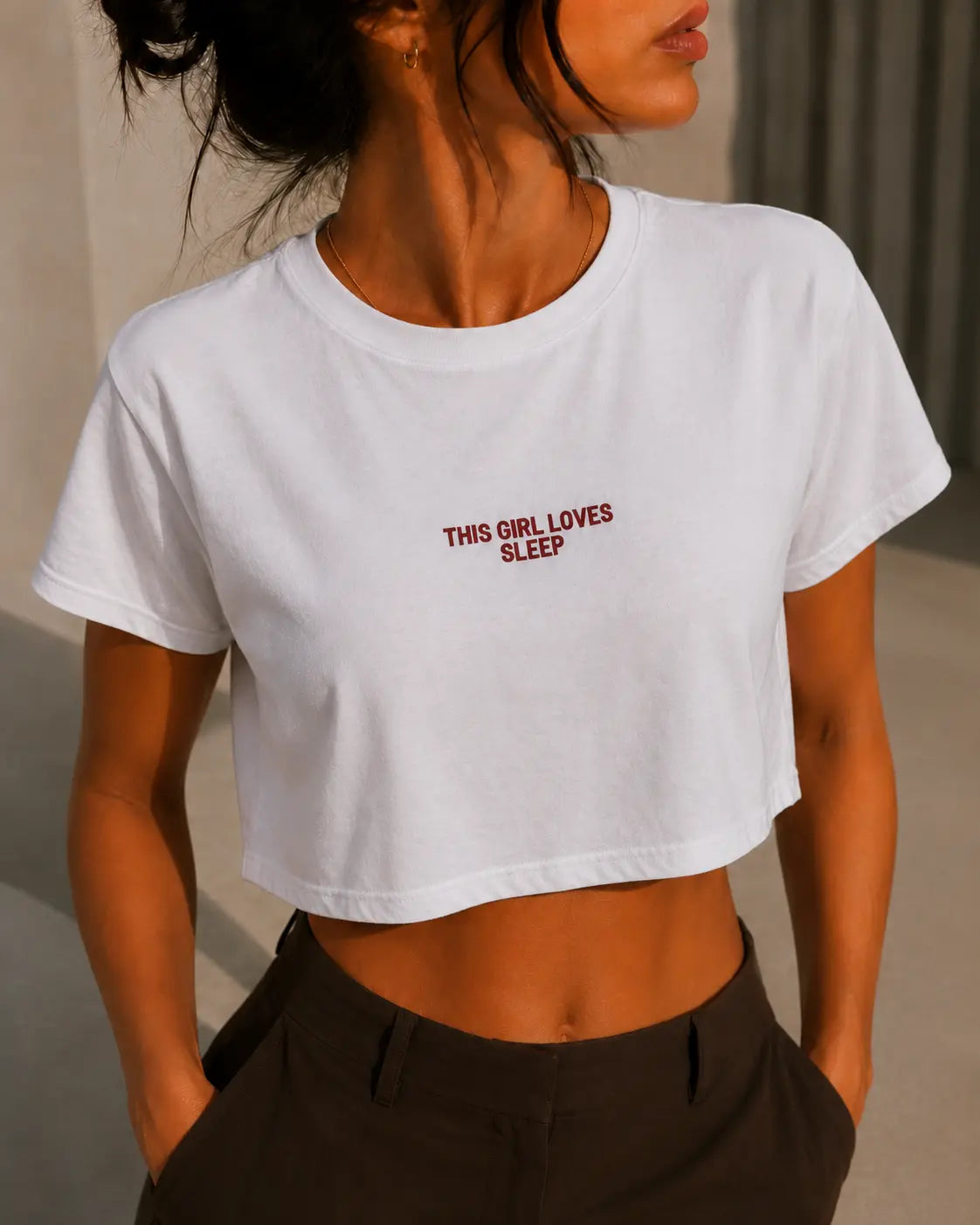 This Girl Loves Sleep cropped graphic tee by Kindly Rude